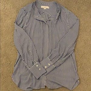 Loft Blue/White Striped Blouse